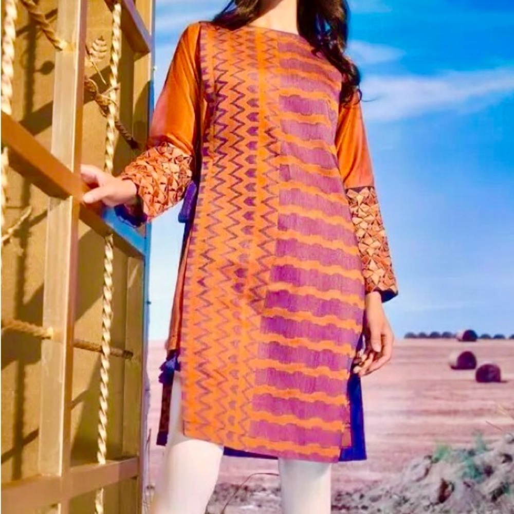 Orange Asymmetrical Tunic Top